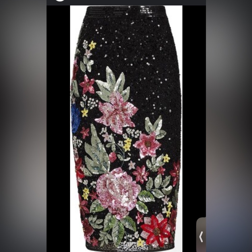 Mac Duggal Beaded Sequin Pencil Skirt